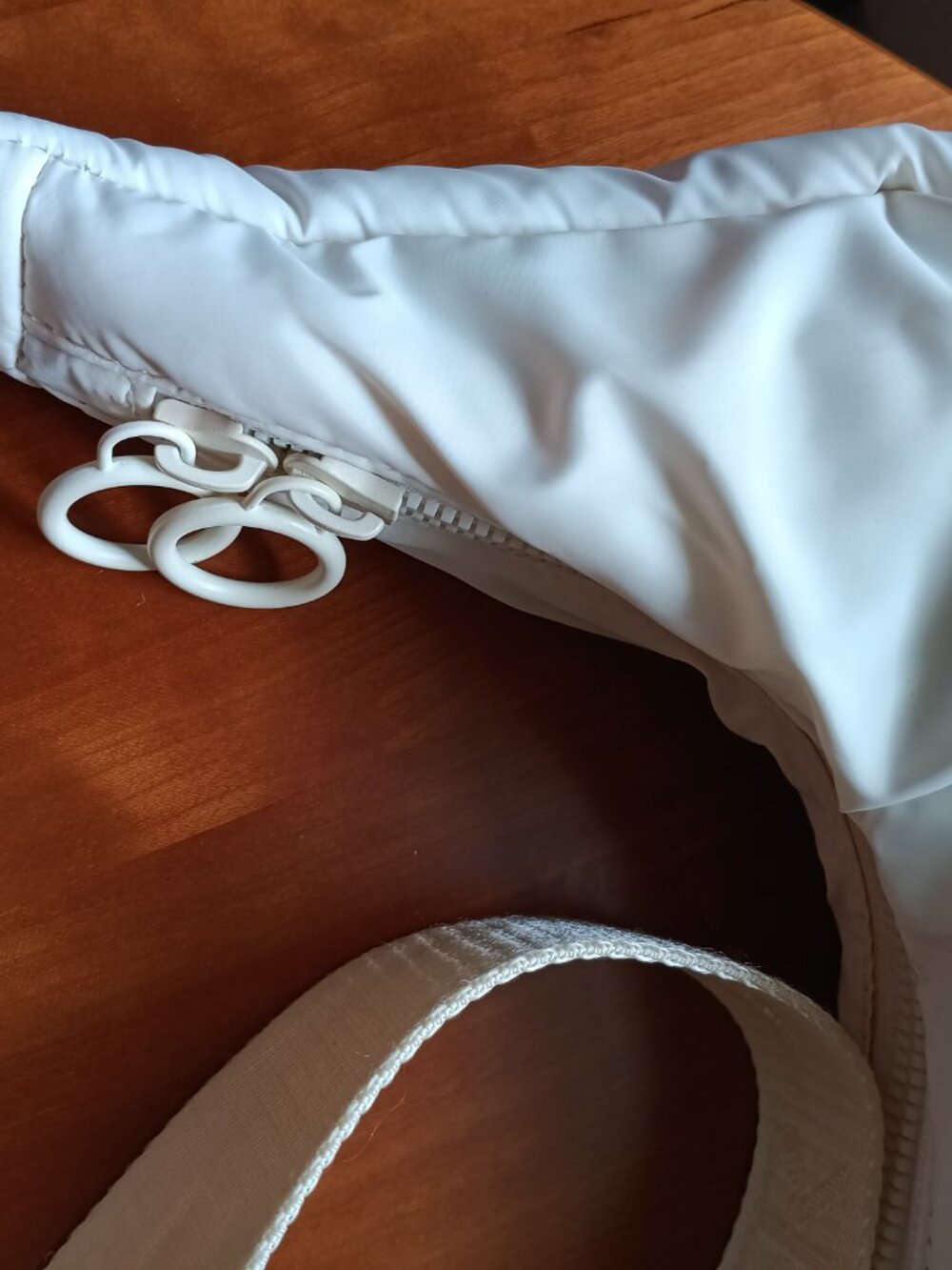 NWT Thacker Cream Nylon Large Crescent Shape Crossbody - Picture 3 of 12